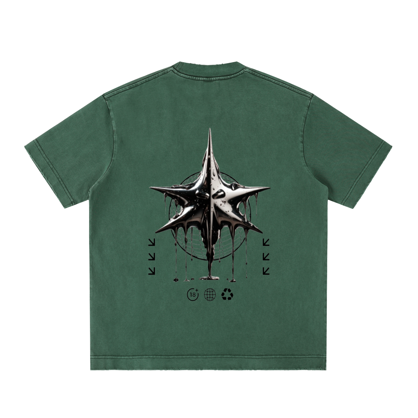 Heavyweight Vintage Washed Frayed "Death Star" T-Shirt