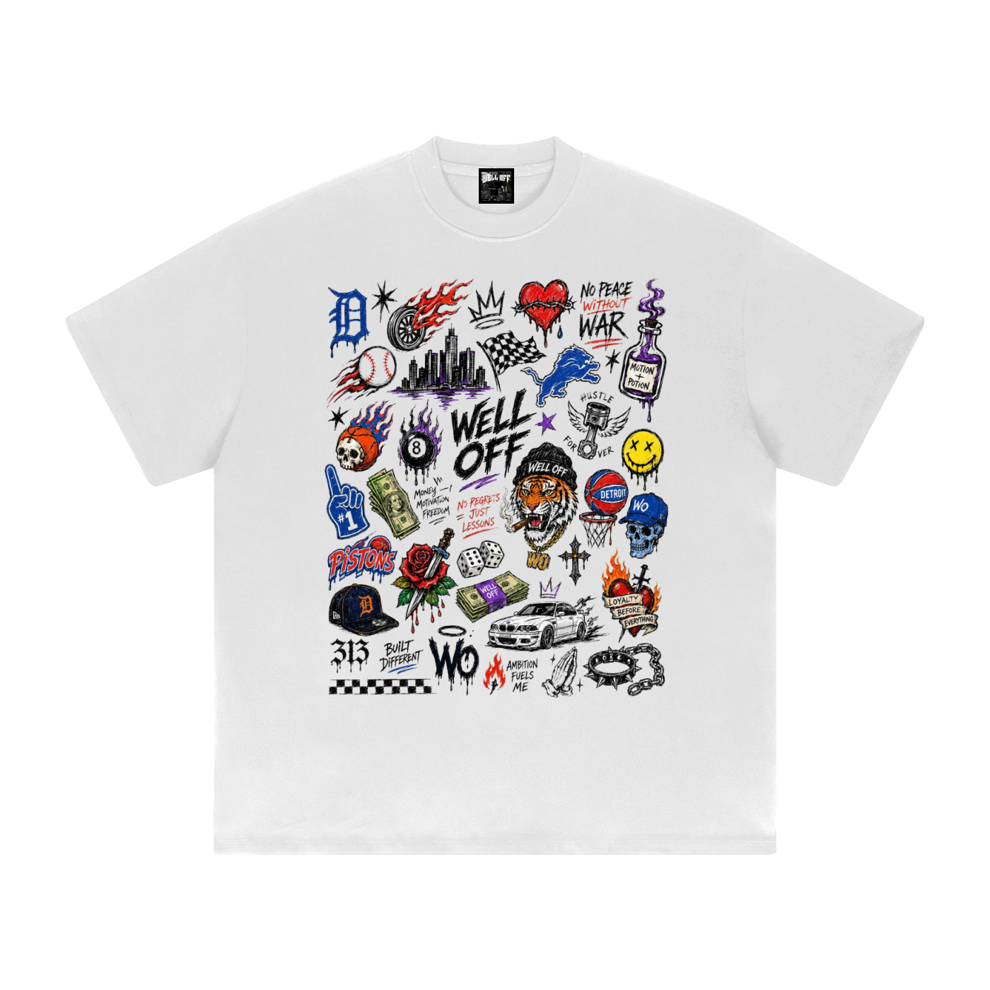 Heavyweight Drop Shoulder "WELL OFF-NO PEACE WITHOUT WAR " Collab T-Shirt