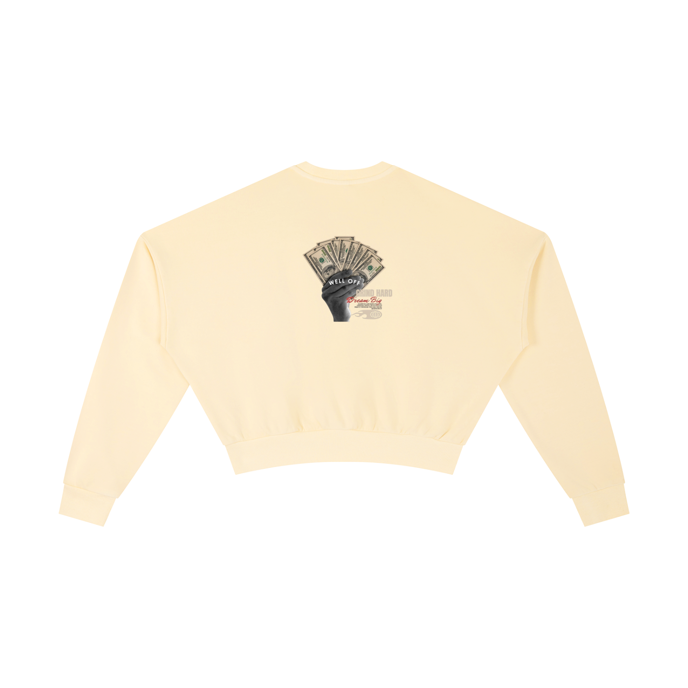 Womens Vintage "WELL OFF" Washed Cropped Sweatshirt