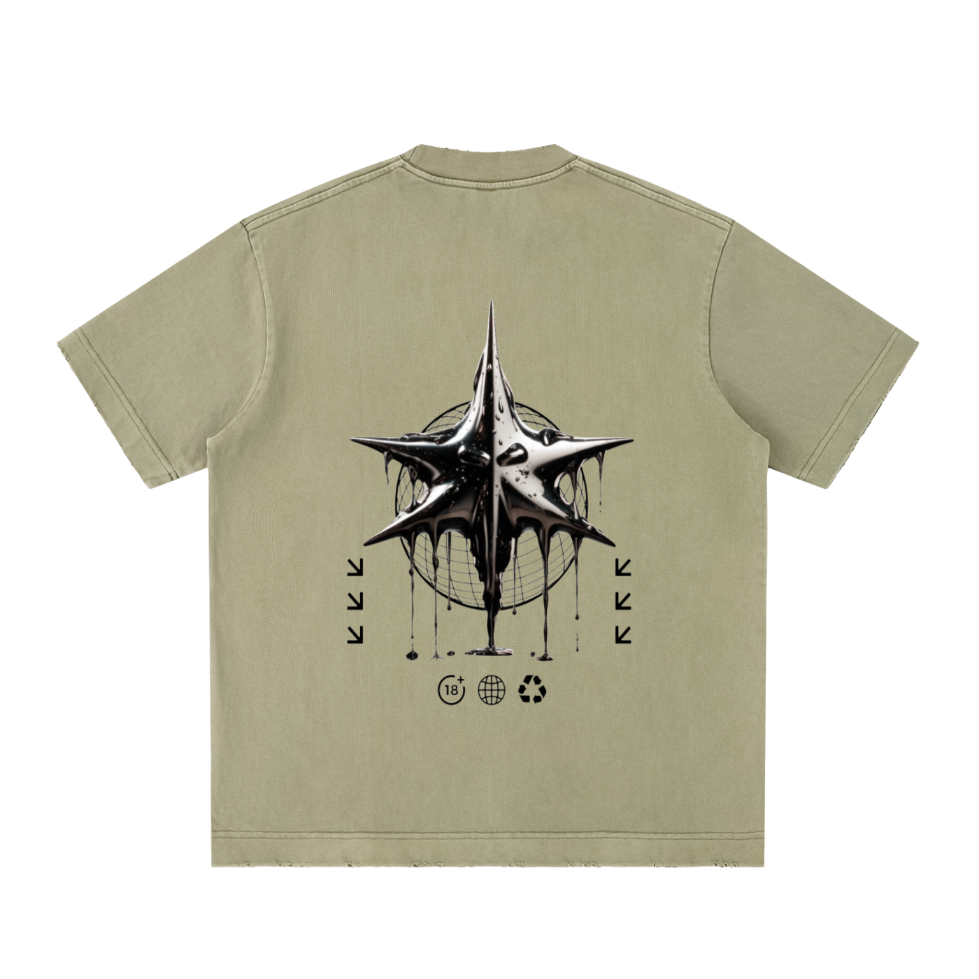 Heavyweight Vintage Washed Frayed "Death Star" T-Shirt