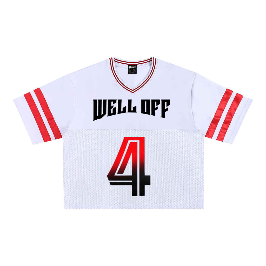 Taped Mesh "WELL OFF" Boxy T-Shirt