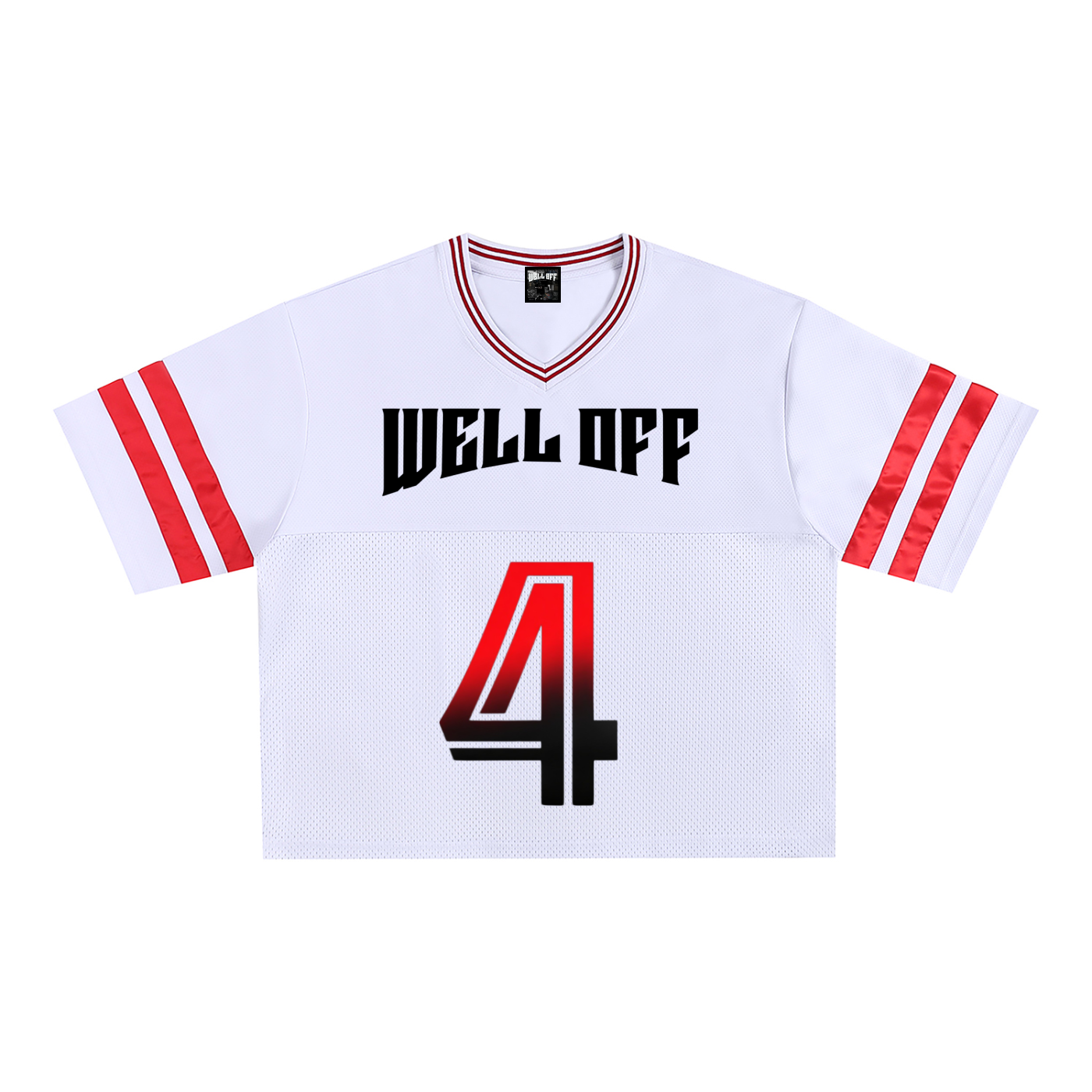 Taped Mesh "WELL OFF" Boxy T-Shirt