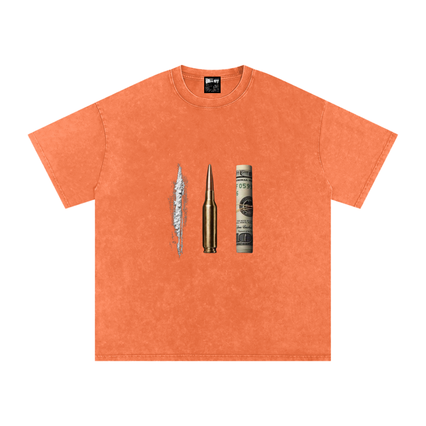 Snow Washed Oversized Cotton "WELL OFF" T-Shirt