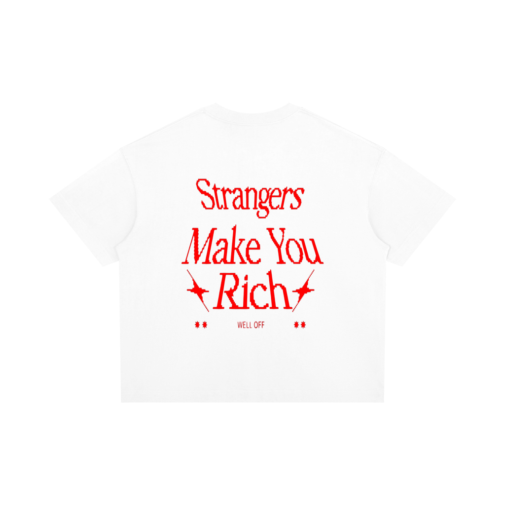 Boxy Drop Shoulder "WELL OFF" T-Shirt