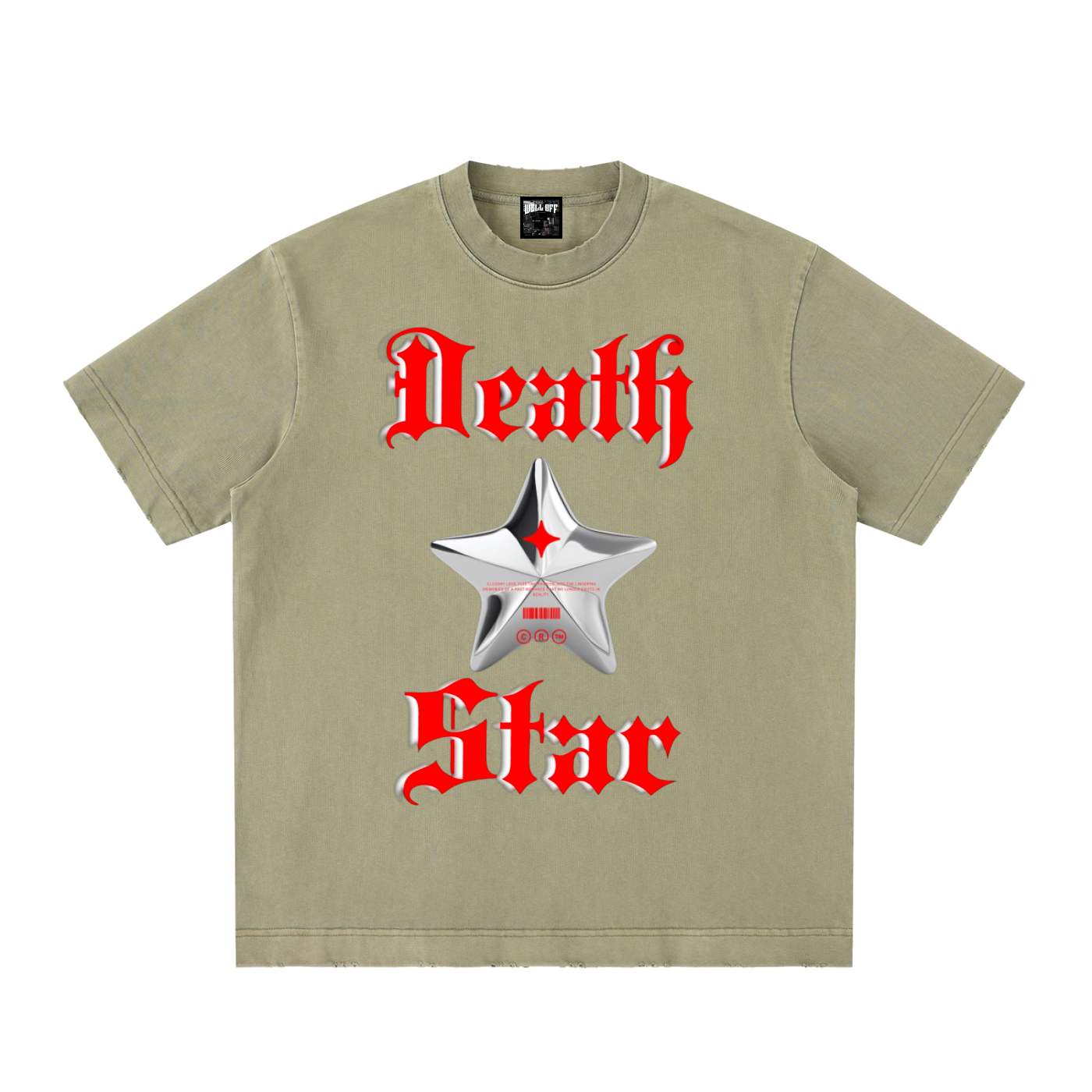 Heavyweight Vintage Washed Frayed "Death Star" T-Shirt