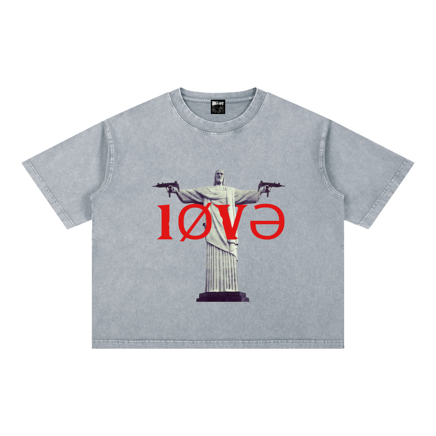 Mineral Wash Boxy Cotton "NO PEACE WITHOUT WAR "T-Shirt