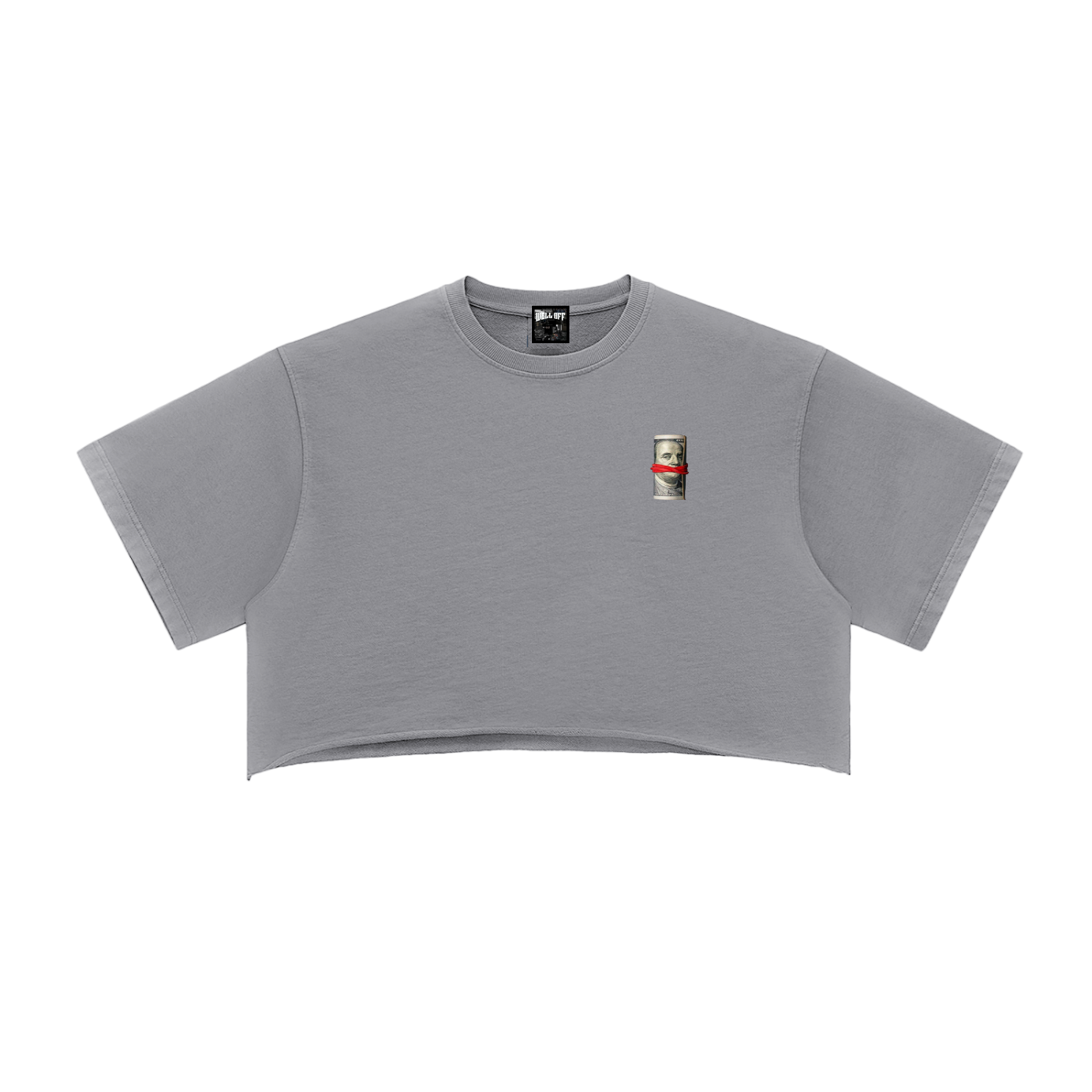 Womens Snow Washed Raw Edge Crop "WELL OFF" Top