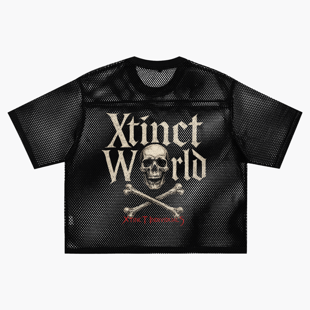 See-through"WELL OFF - XtincT IndividualS" Collab Boxy Net T-Shirt
