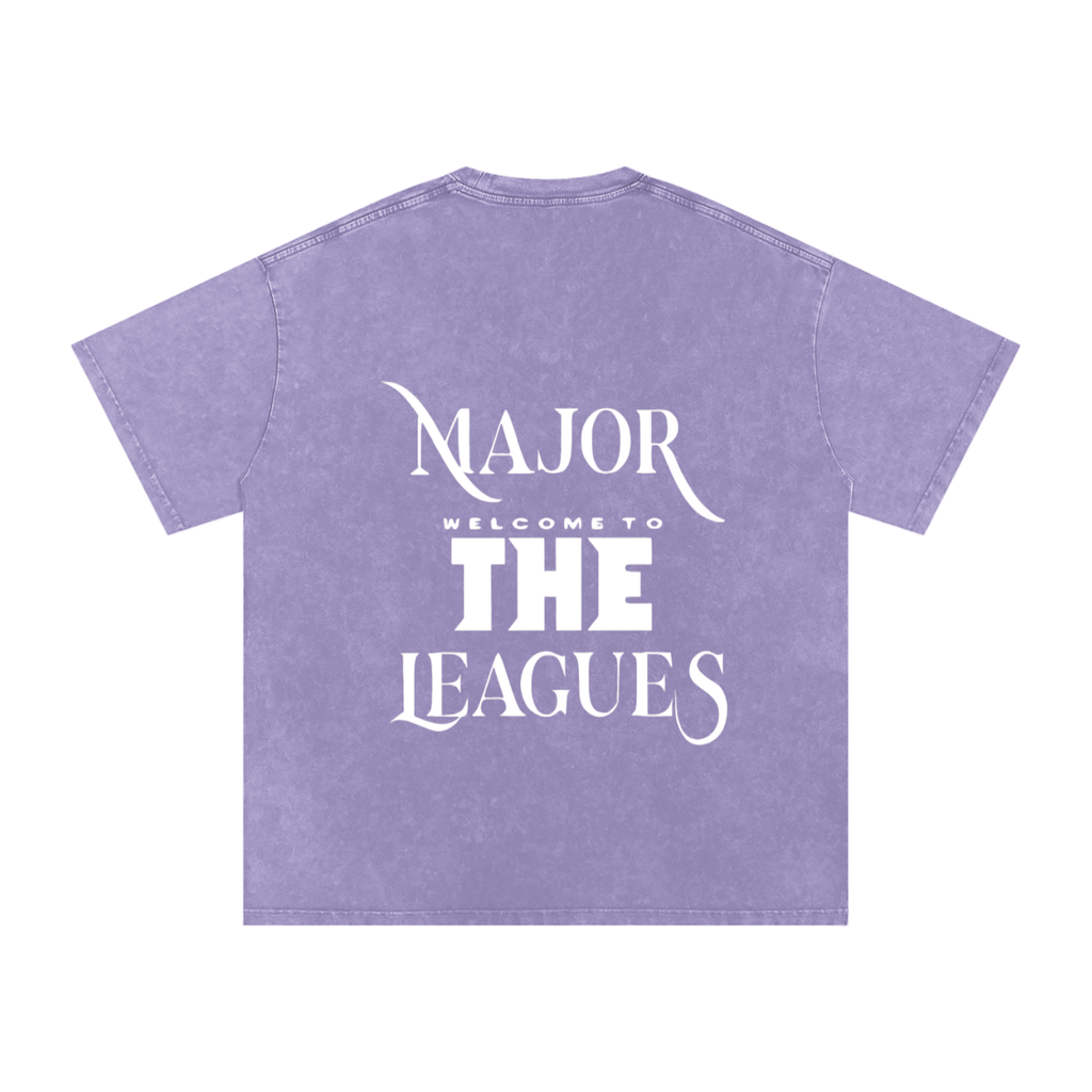 Snow Washed Oversized Cotton "WELL OFF" T-Shirt