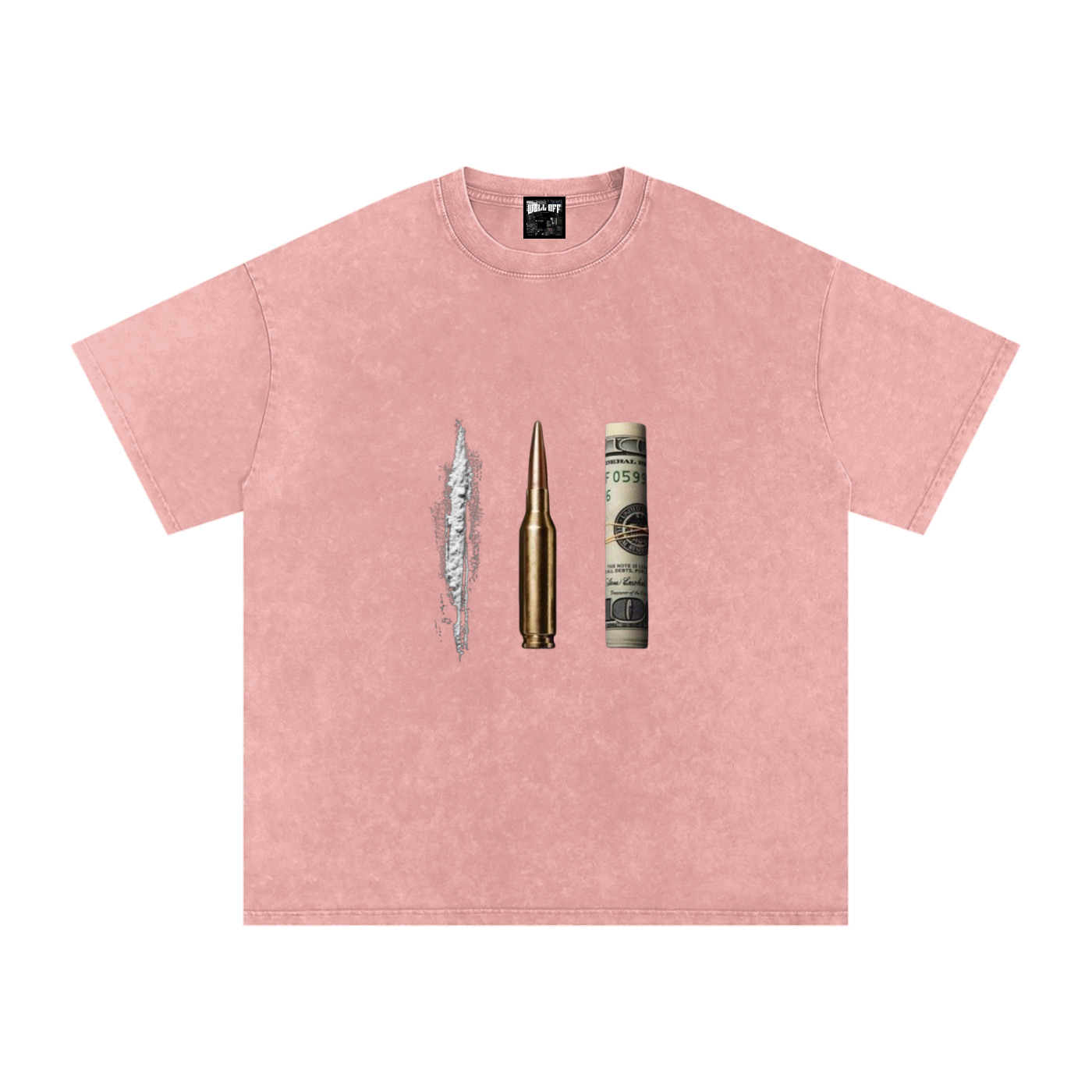 Snow Washed Oversized Cotton "WELL OFF" T-Shirt