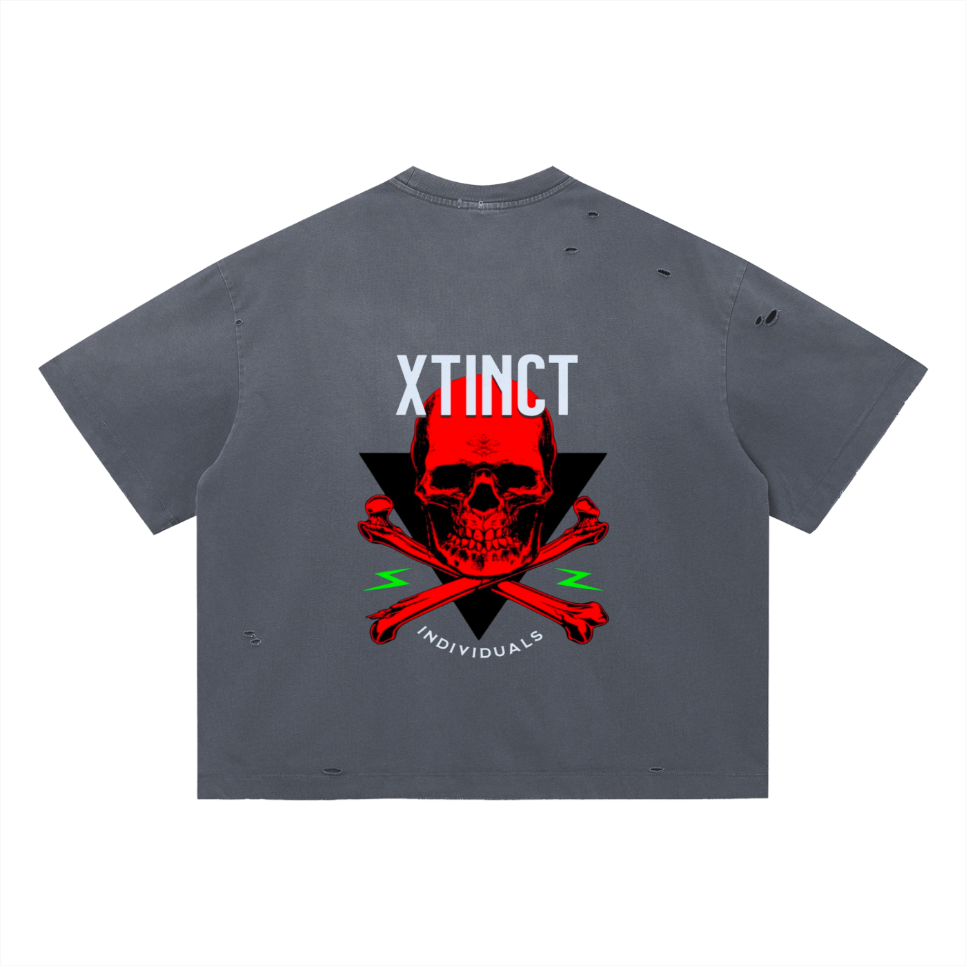 Vintage Washed Distressed Boxy Oversized "XTINCT INDIVIDUALS" T-Shirt
