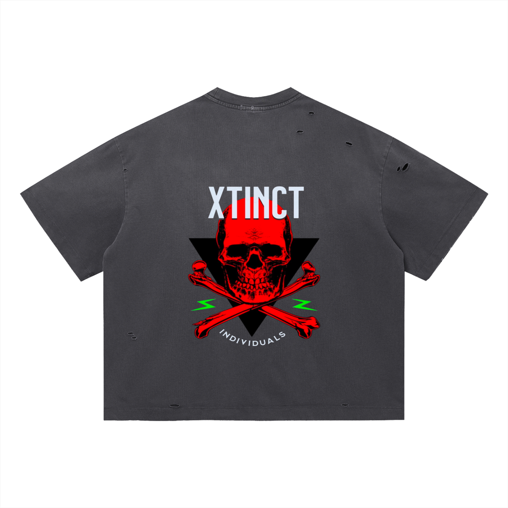 Vintage Washed Distressed Boxy Oversized "XTINCT INDIVIDUALS" T-Shirt