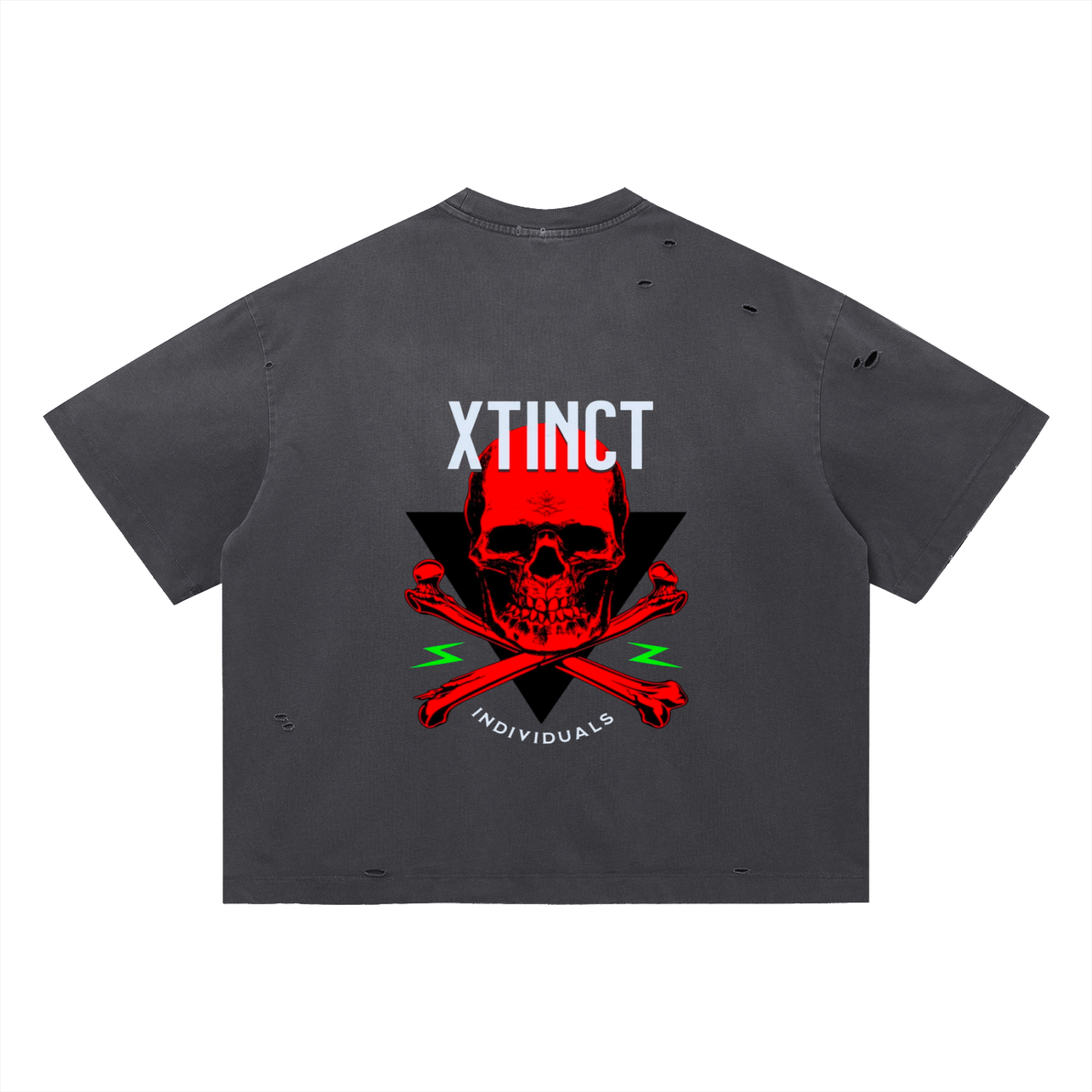 Vintage Washed Distressed Boxy Oversized "XTINCT INDIVIDUALS" T-Shirt