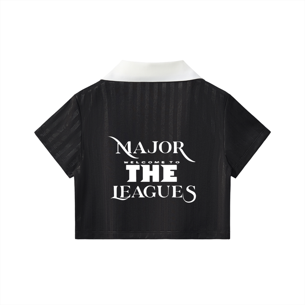 Womens Contrast Collar Striped Cropped "WELL OFF" Jersey