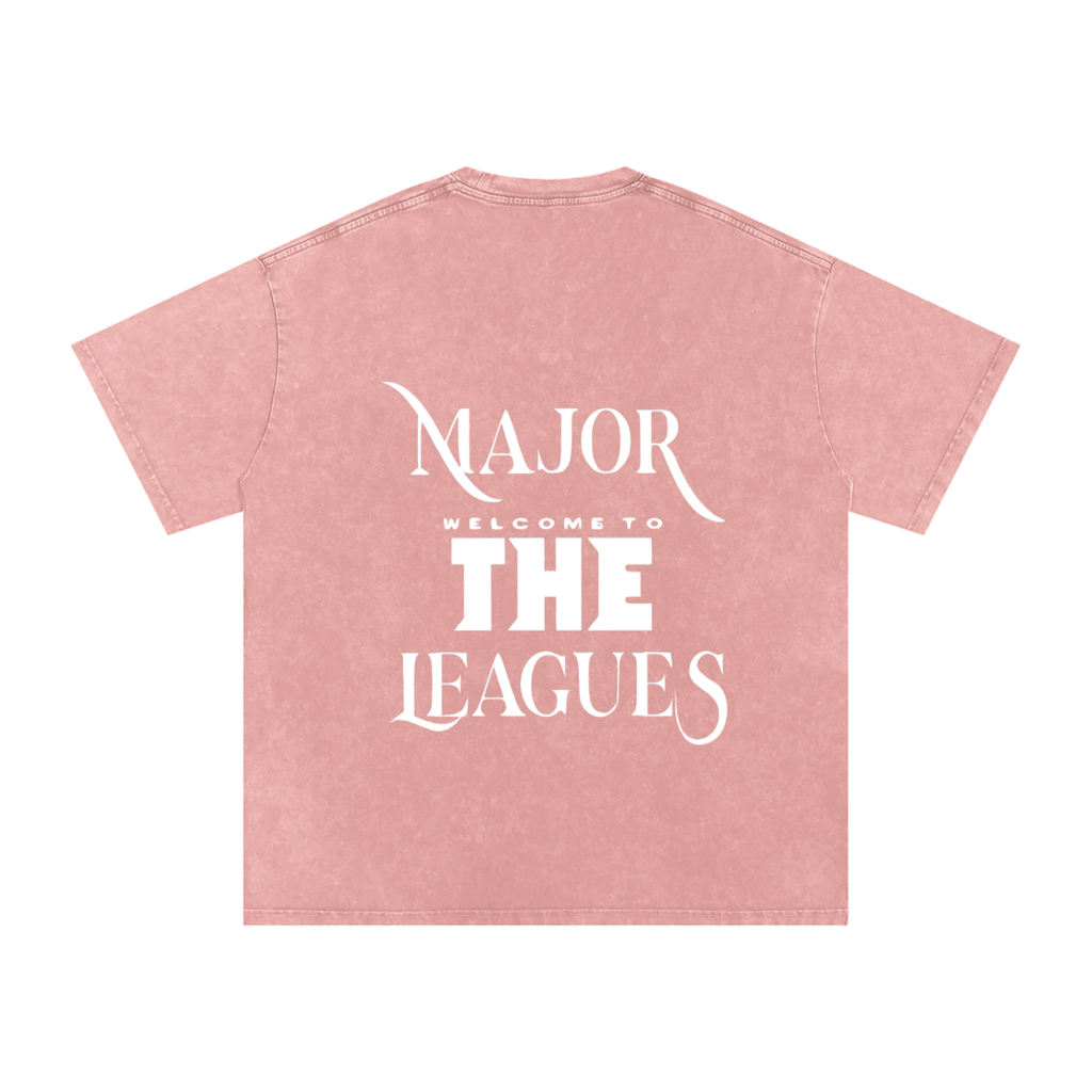 Snow Washed Oversized Cotton "WELL OFF" T-Shirt