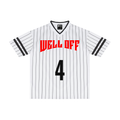 Striped Loose V-Neck "WELL OFF" T-Shirt