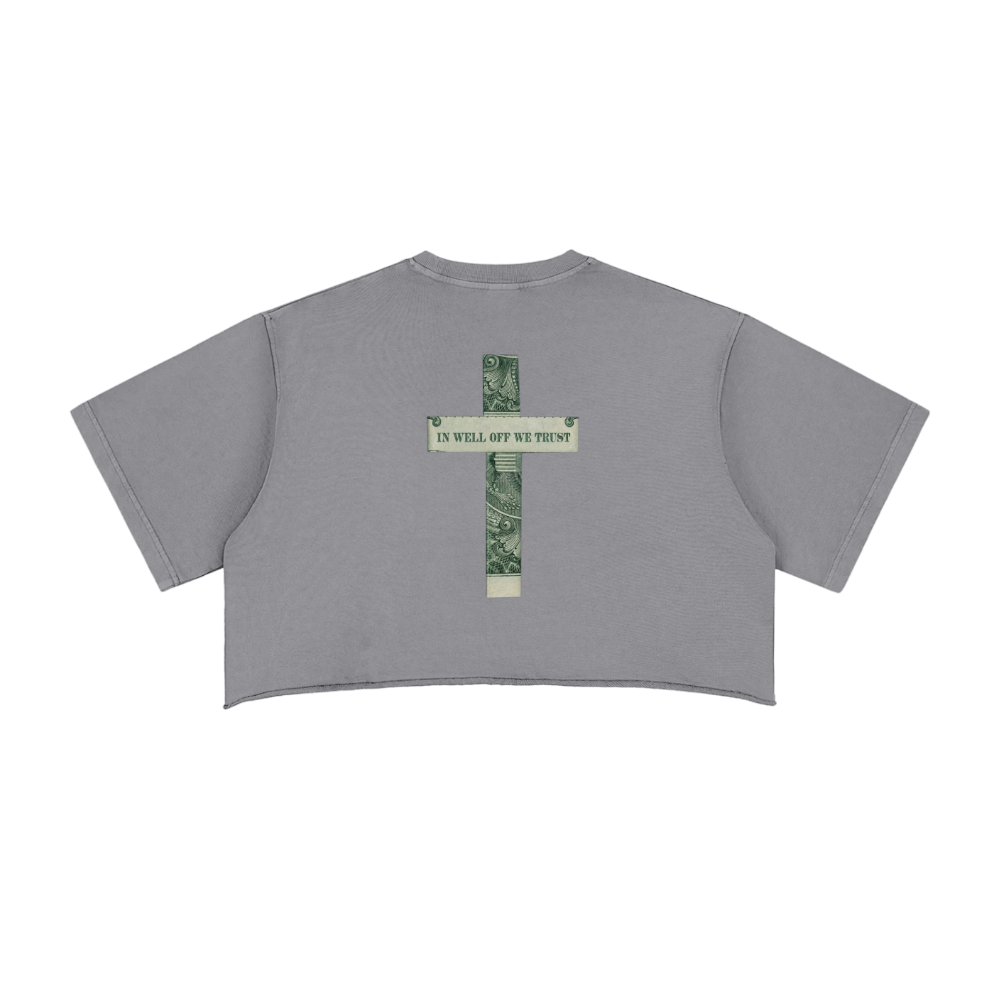 Womens Snow Washed Raw Edge Crop "WELL OFF" Top