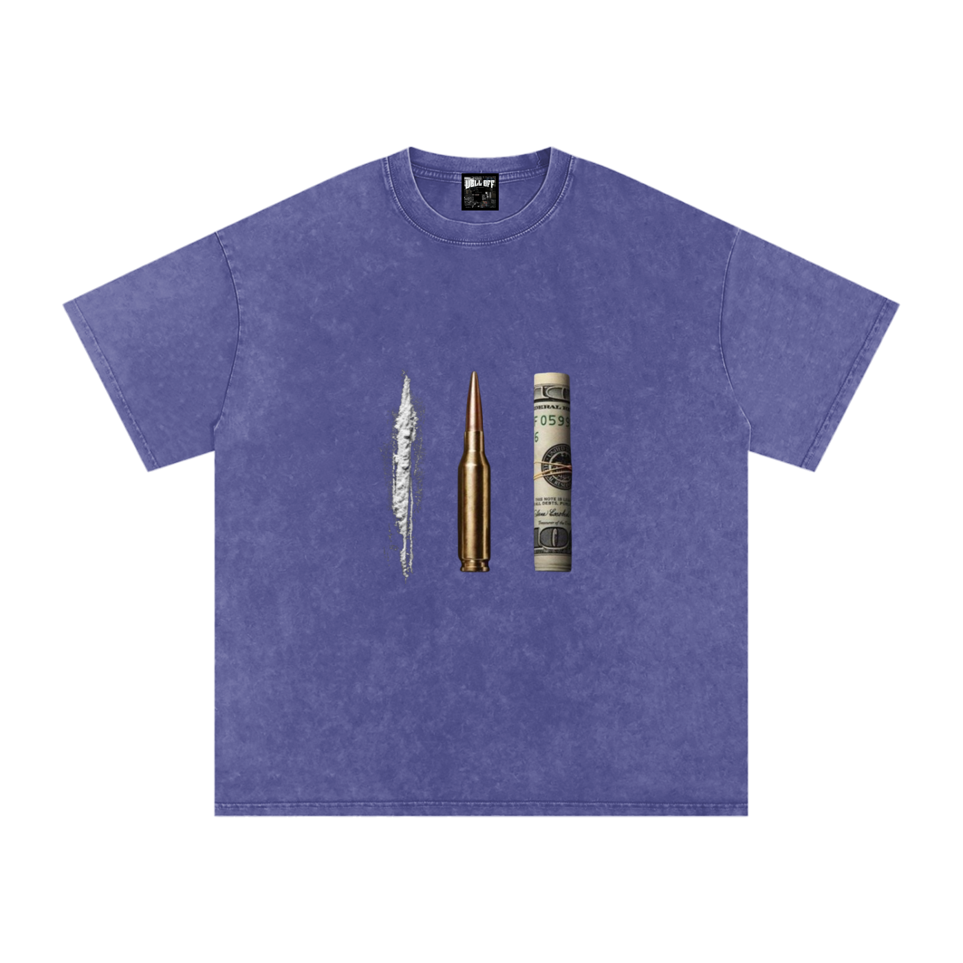 Snow Washed Oversized Cotton "WELL OFF" T-Shirt