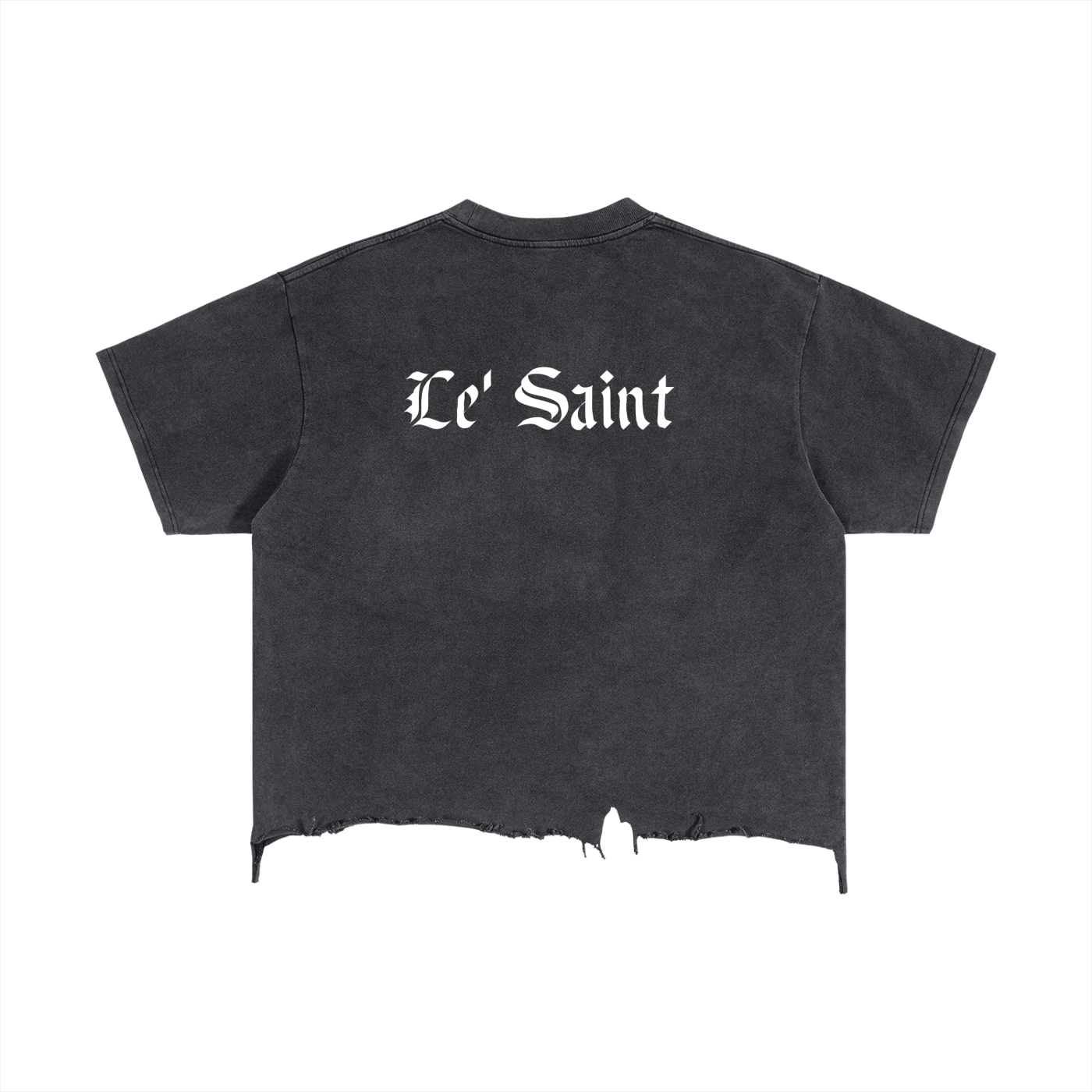 Vintage Wash Boxy Distressed Hem "Le'Saint" T-Shirt