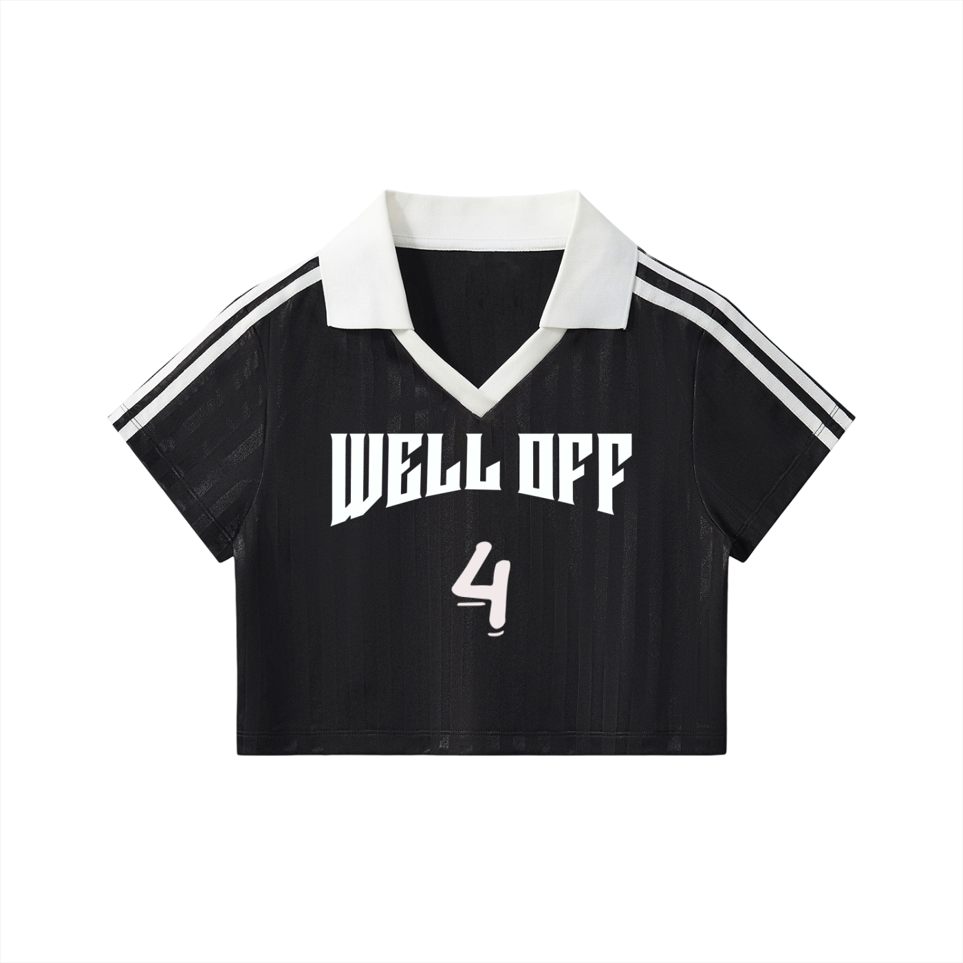 Womens Contrast Collar Striped Cropped "WELL OFF" Jersey