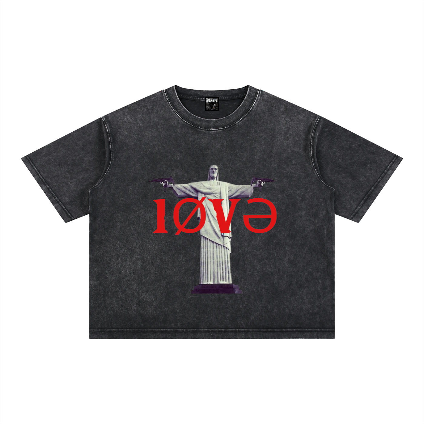 Mineral Wash Boxy Cotton "NO PEACE WITHOUT WAR "T-Shirt
