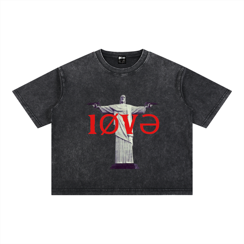 Mineral Wash Boxy Cotton "NO PEACE WITHOUT WAR "T-Shirt