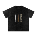 Snow Washed Oversized Cotton "WELL OFF" T-Shirt