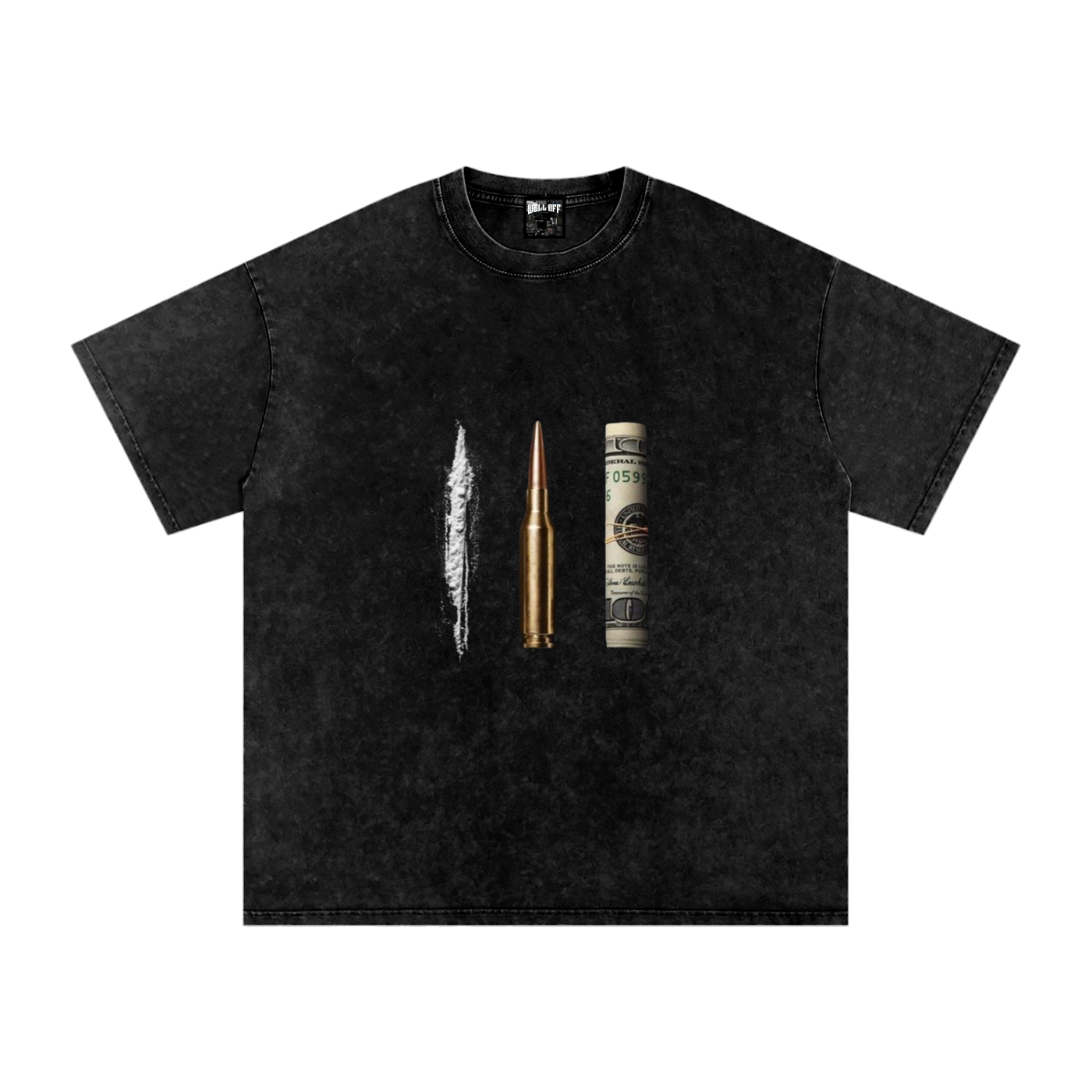 Snow Washed Oversized Cotton "WELL OFF" T-Shirt