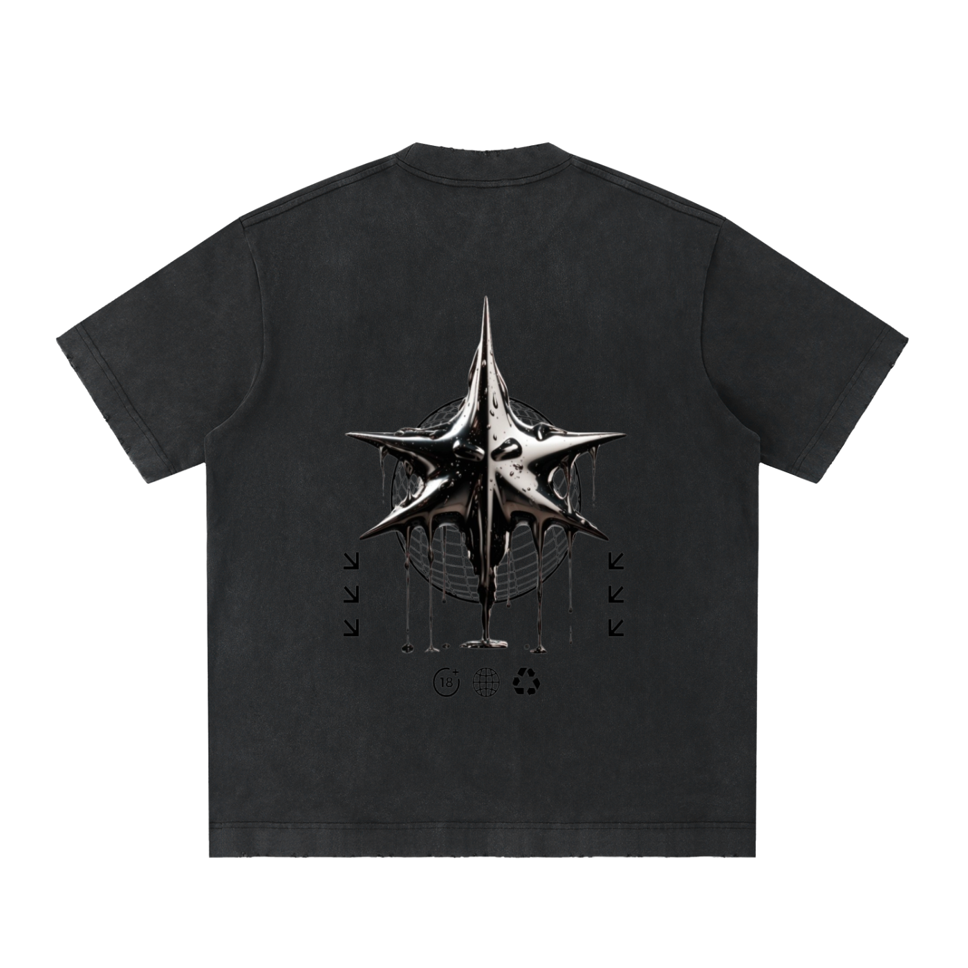 Heavyweight Vintage Washed Frayed "Death Star" T-Shirt