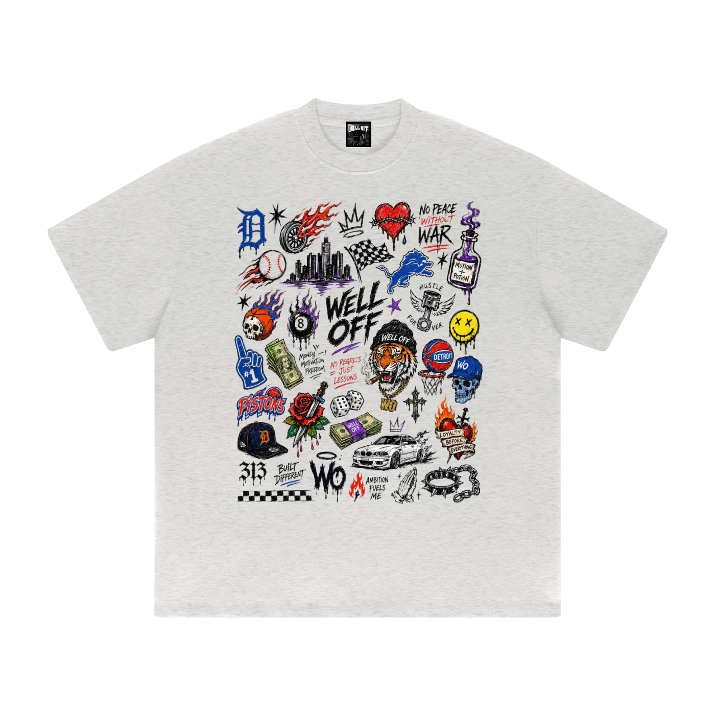 Heavyweight Drop Shoulder "WELL OFF-NO PEACE WITHOUT WAR " Collab T-Shirt