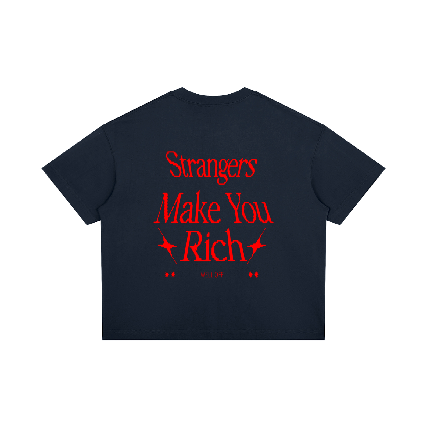 Boxy Drop Shoulder "WELL OFF" T-Shirt