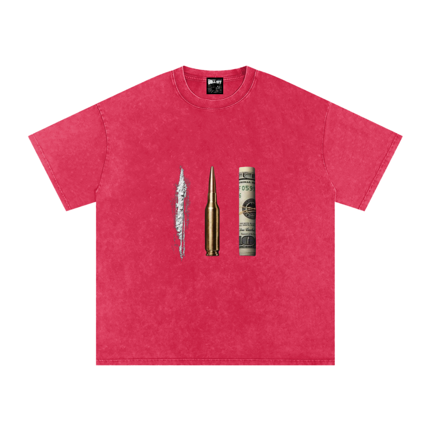 Snow Washed Oversized Cotton "WELL OFF" T-Shirt