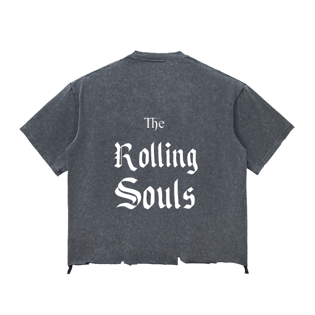 Snow Wash Raw-Hem Boxy "LE'SAINT" T-shirt