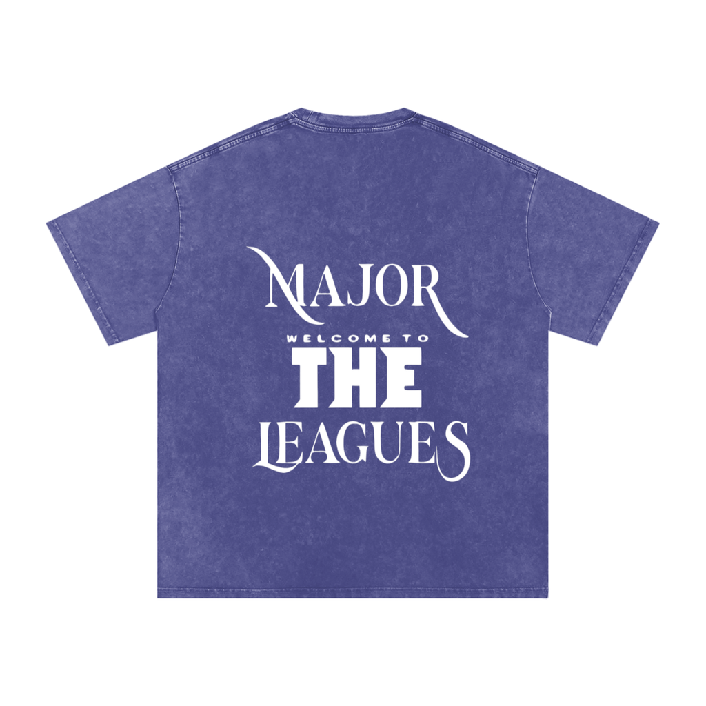 Snow Washed Oversized Cotton "WELL OFF" T-Shirt