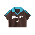 Womens Contrast Collar Striped Cropped "WELL OFF" Jersey