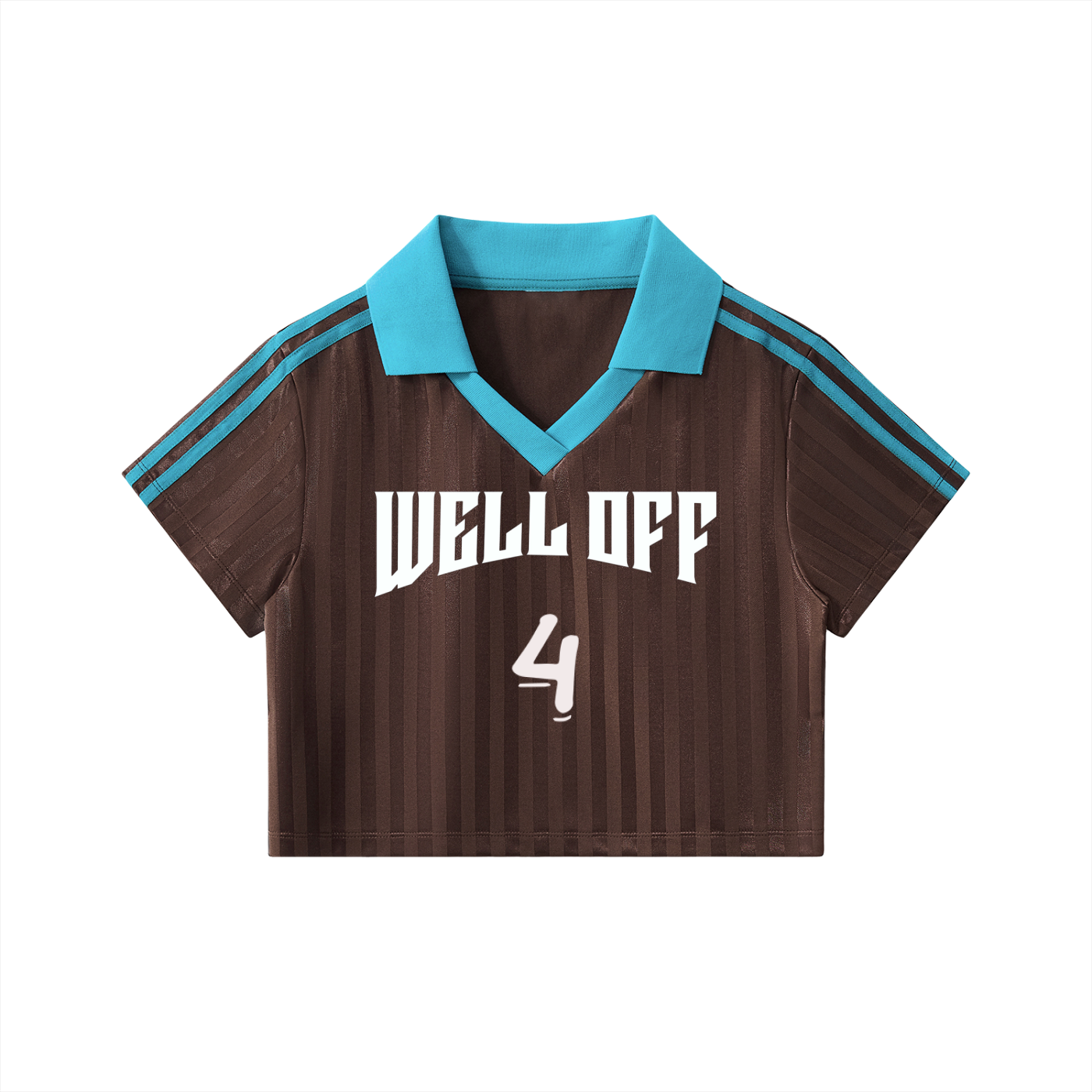 Womens Contrast Collar Striped Cropped "WELL OFF" Jersey