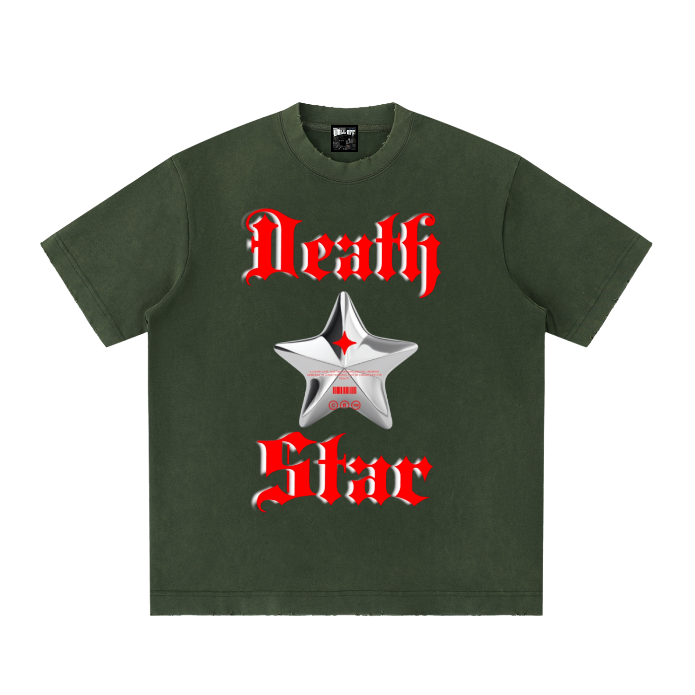 Heavyweight Vintage Washed Frayed "Death Star" T-Shirt