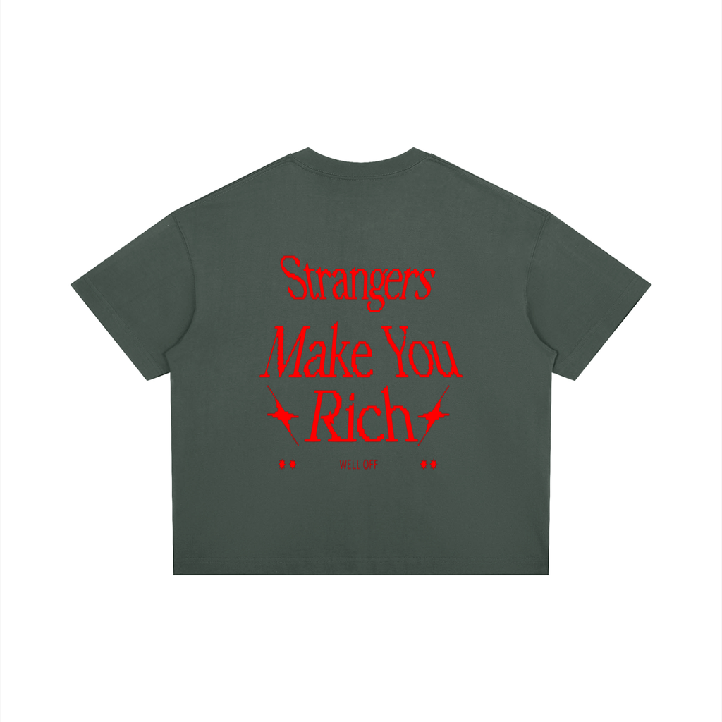 Boxy Drop Shoulder "WELL OFF" T-Shirt