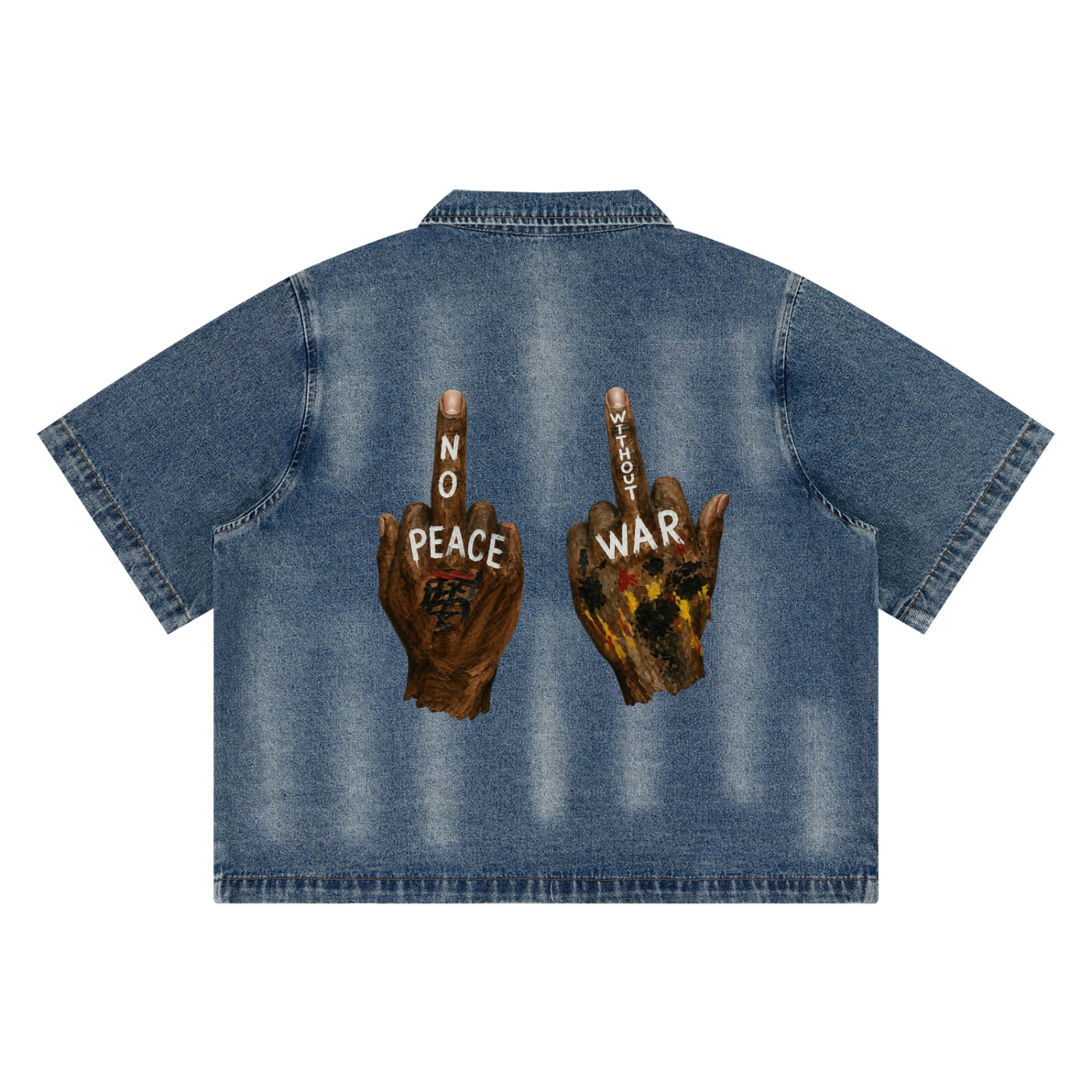 Unisex Vintage Washed Full-Zip Denim Shirt