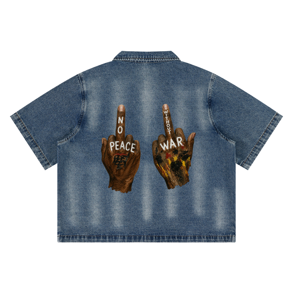Unisex Vintage Washed Full-Zip Denim Shirt