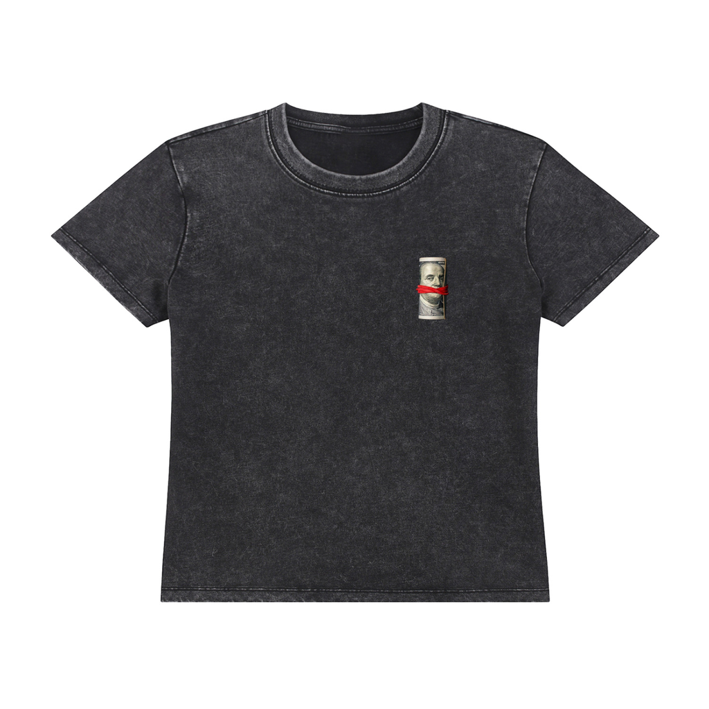 Womens Vintage Wash Drop Shoulder "WELL OFF" T-shirt
