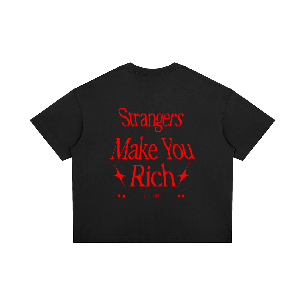 Boxy Drop Shoulder "WELL OFF" T-Shirt