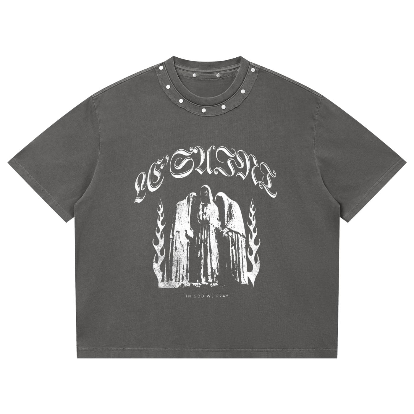 Unisex Washed Boxy Studded "Le'Saint" T-Shirt
