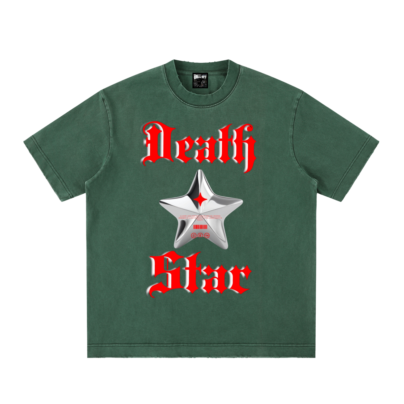 Heavyweight Vintage Washed Frayed "Death Star" T-Shirt