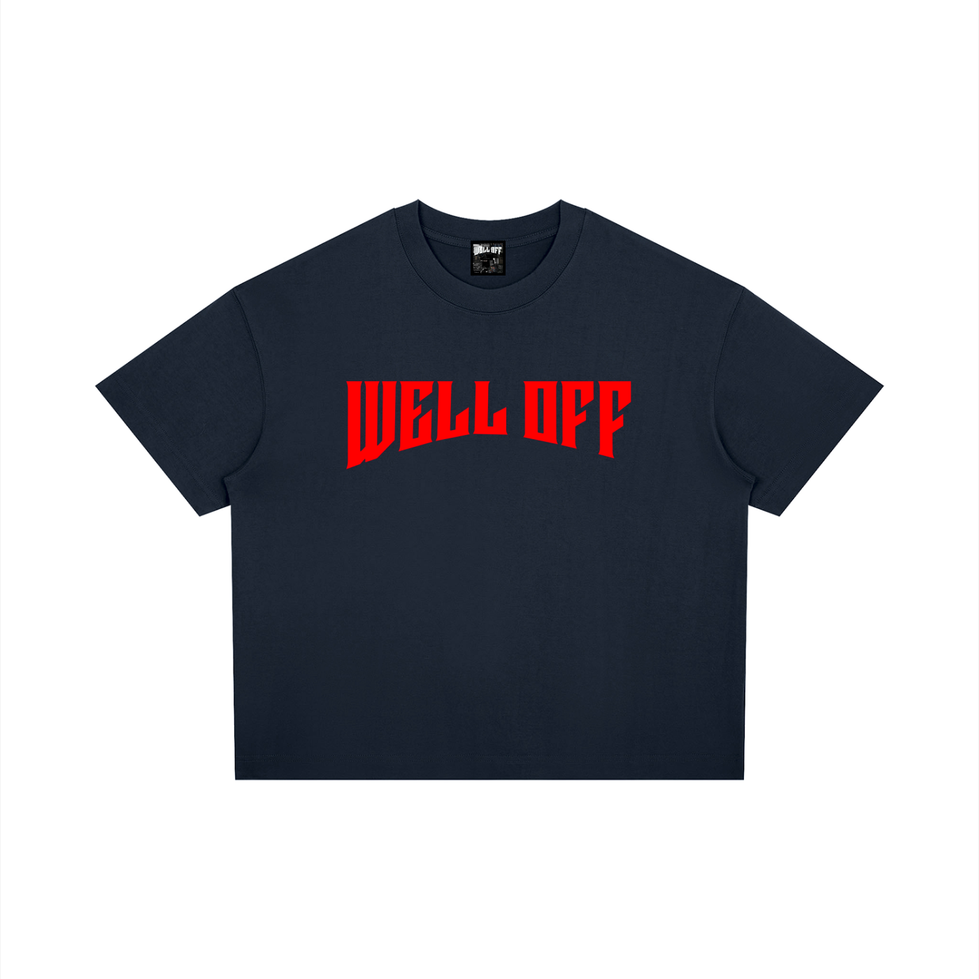 Boxy Drop Shoulder "WELL OFF" T-Shirt