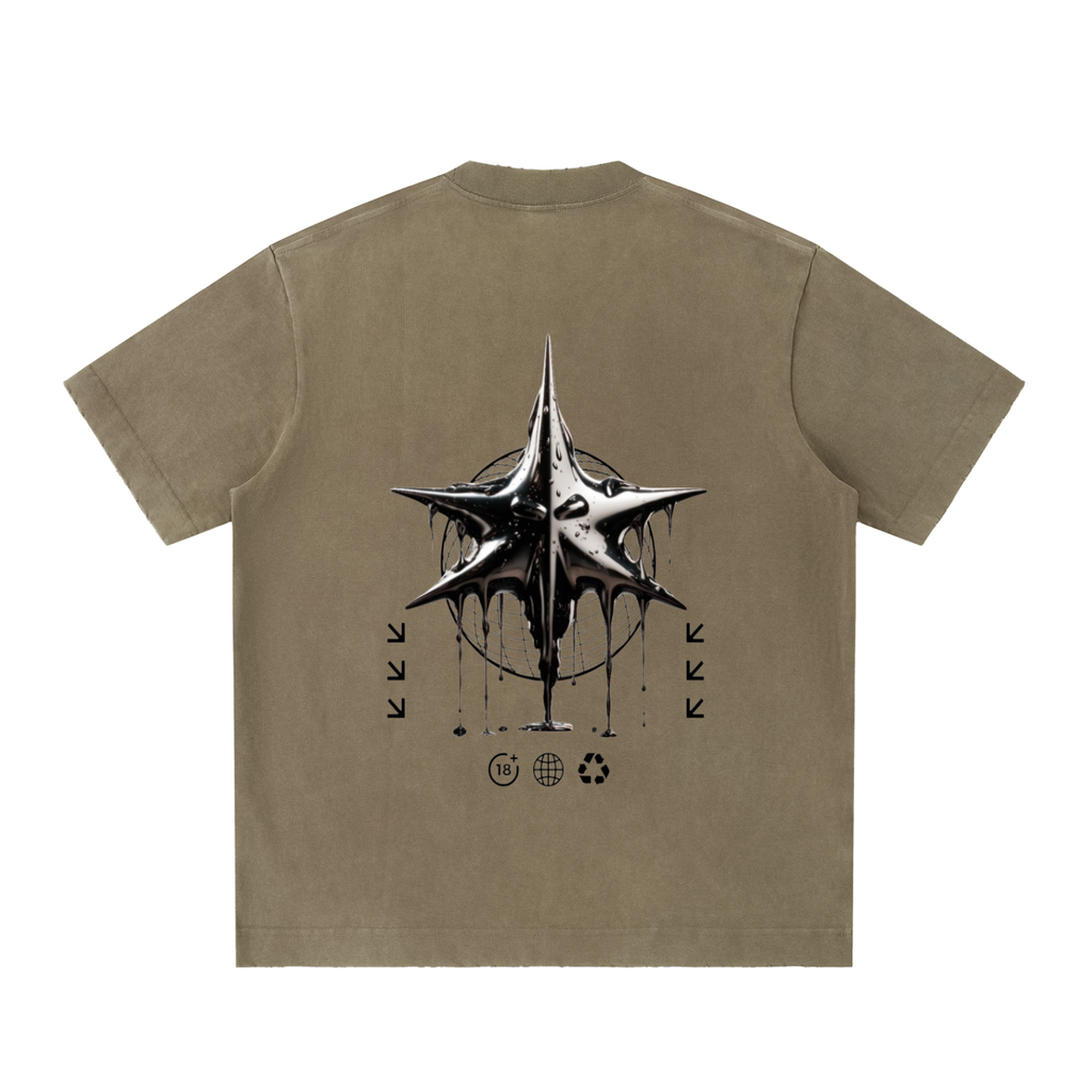 Heavyweight Vintage Washed Frayed "Death Star" T-Shirt