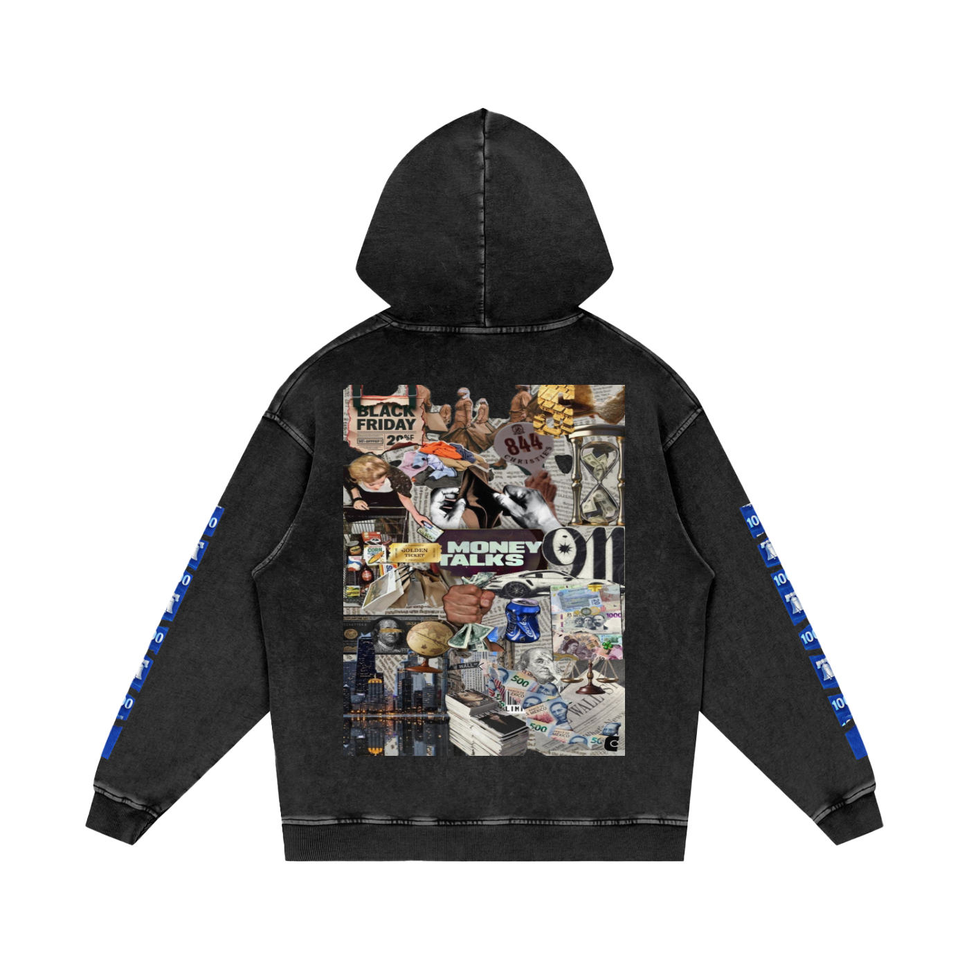 Snow Washed Loose Cotton "WELL OFF" Hoodie