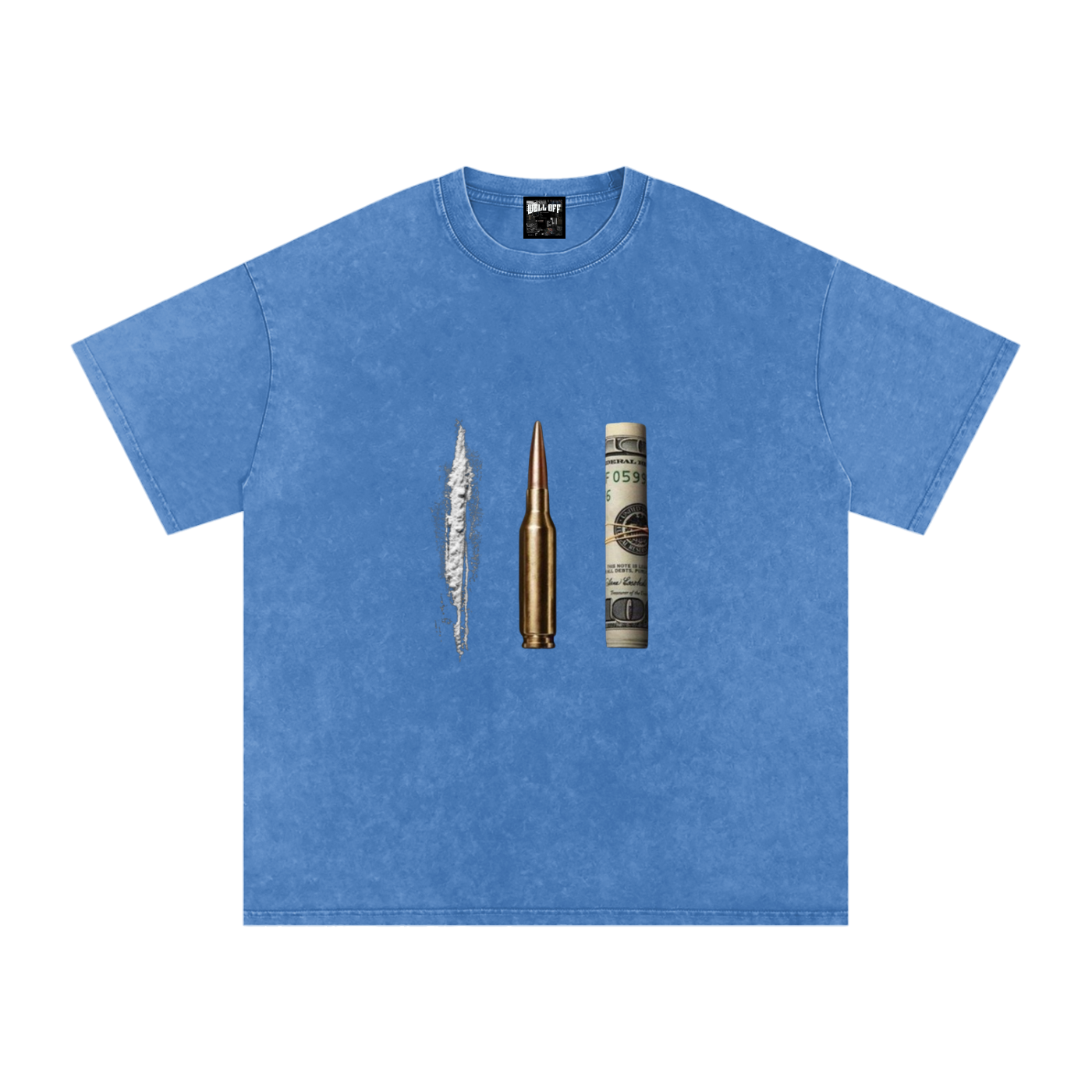Snow Washed Oversized Cotton "WELL OFF" T-Shirt