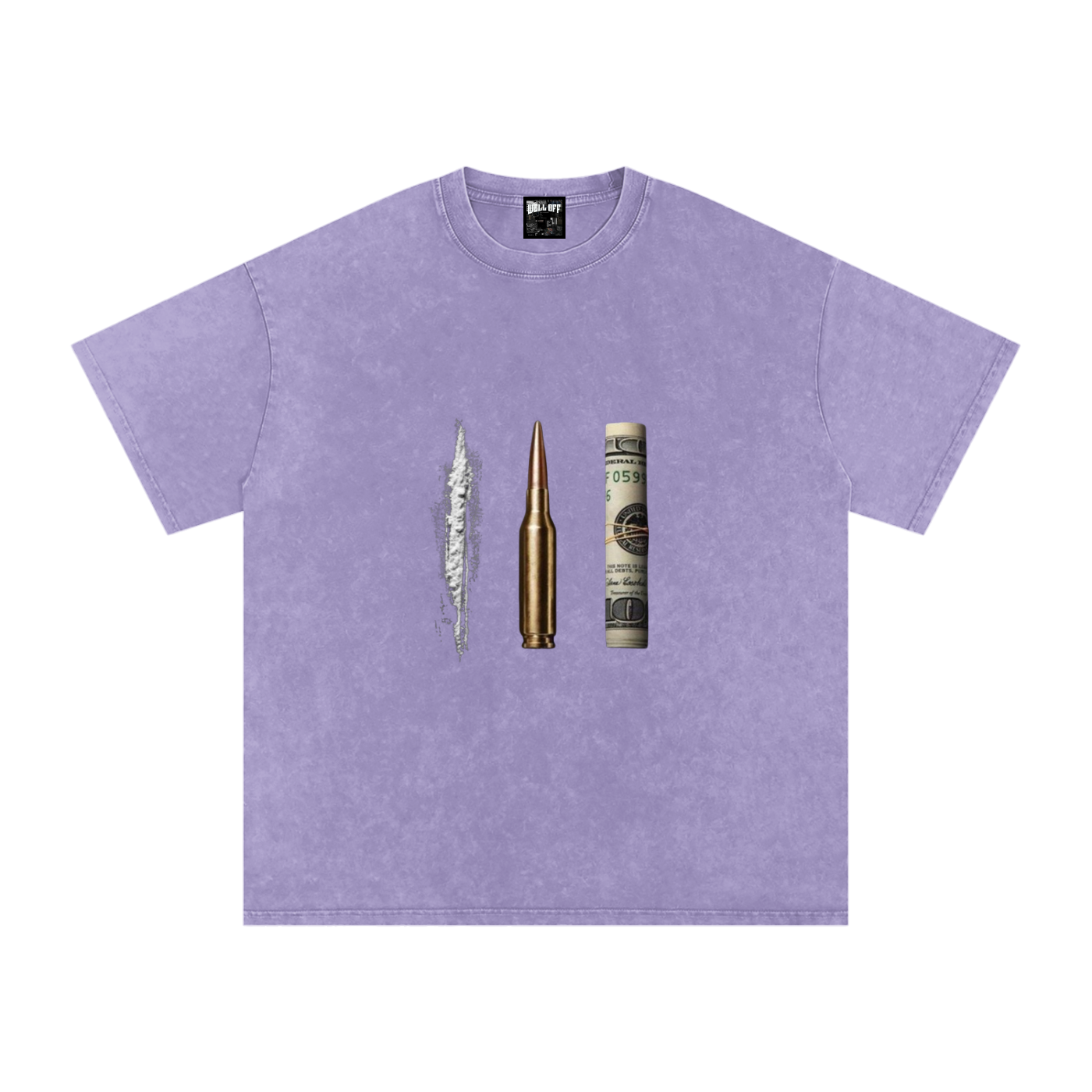 Snow Washed Oversized Cotton "WELL OFF" T-Shirt