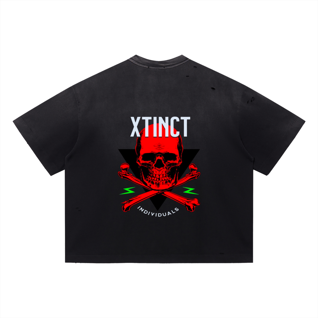 Vintage Washed Distressed Boxy Oversized "XTINCT INDIVIDUALS" T-Shirt